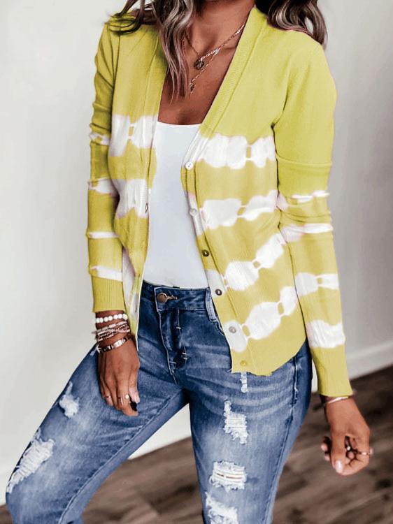 Women's Cardigan Tie-Dye Printed Button Knit Cardigan - LuckyFash™