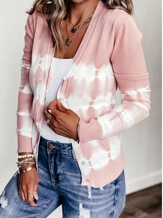 Women's Cardigan Tie-Dye Printed Button Knit Cardigan - LuckyFash™