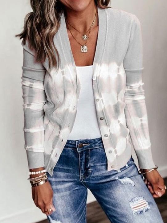 Women's Cardigan Tie-Dye Printed Button Knit Cardigan - LuckyFash™