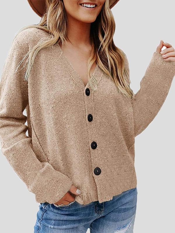 Women's Cardigans Casual Solid Long Sleeve Button Knit Cardigan - LuckyFash™
