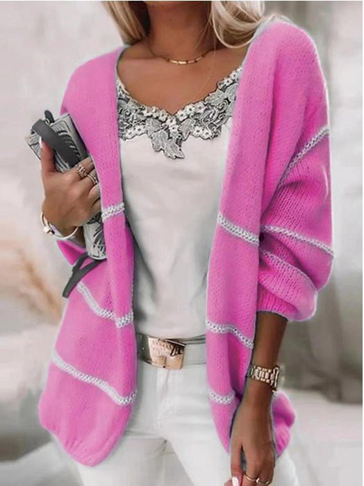 Women's Cardigans Contrast Long Sleeve Sweater Cardigan - LuckyFash™