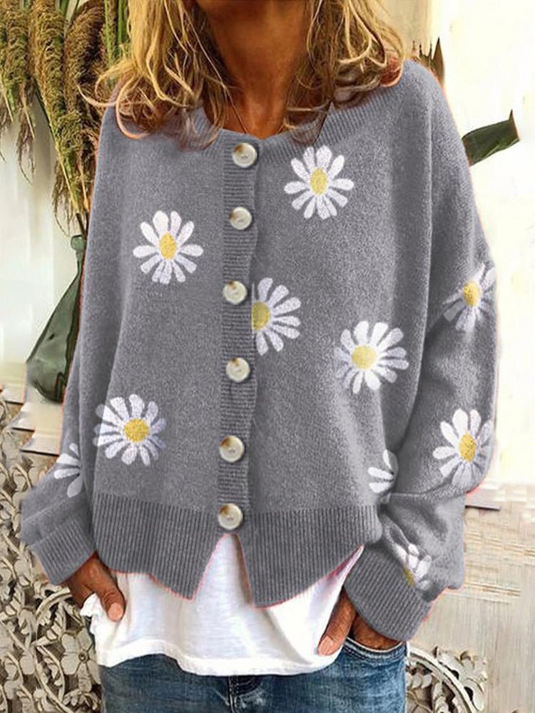 Women's Cardigans Daisy Button Long Sleeve Sweater Cardigan - LuckyFash™