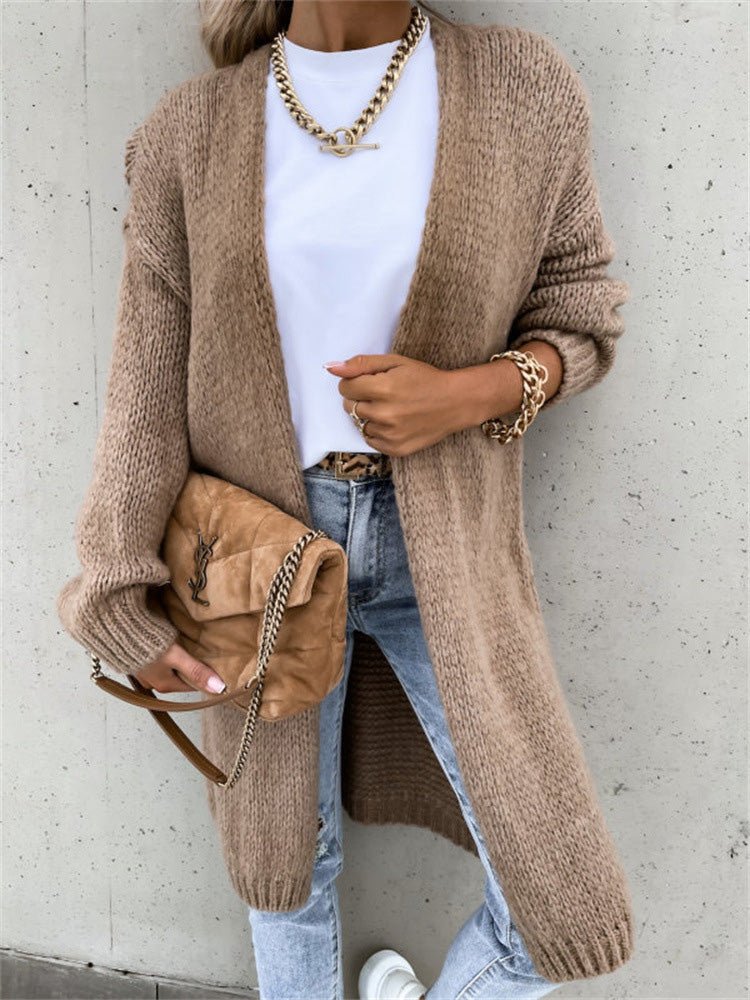 Women's Cardigans Loose Solid Long Sleeve Knit Cardigan - LuckyFash™