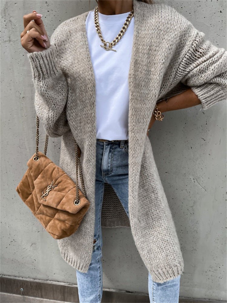 Women's Cardigans Loose Solid Long Sleeve Knit Cardigan - LuckyFash™