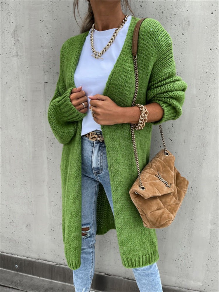 Women's Cardigans Loose Solid Long Sleeve Knit Cardigan - LuckyFash™