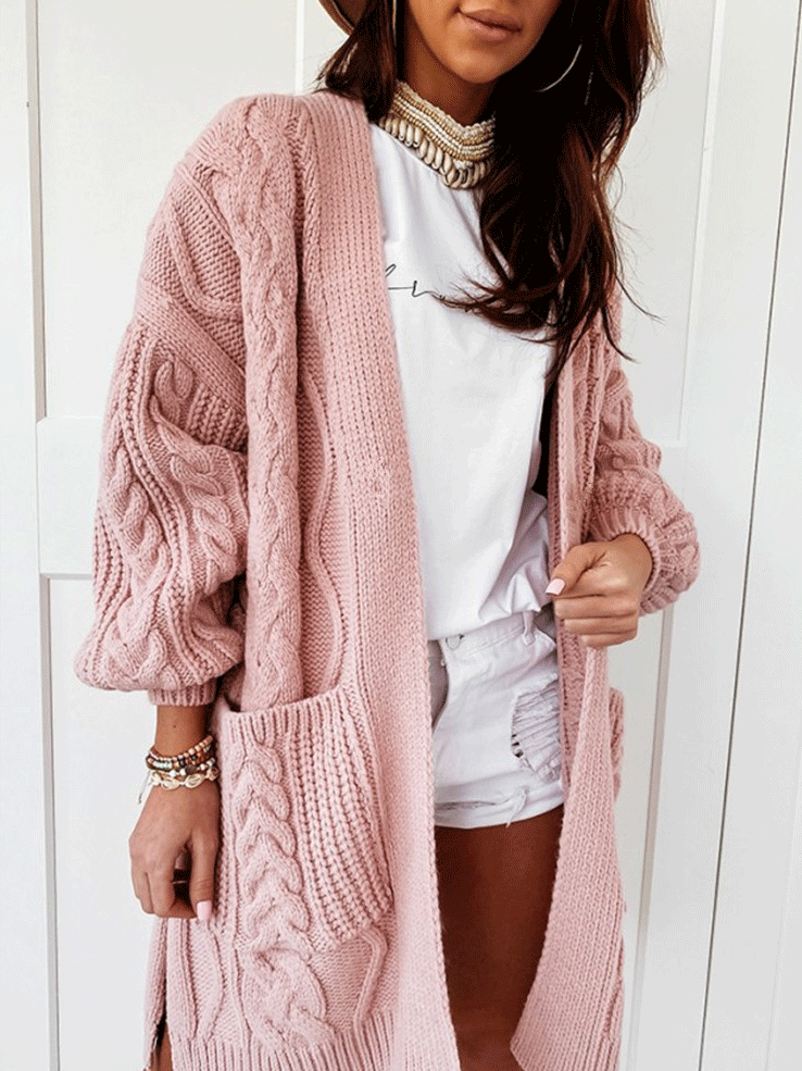 Women's Cardigans Soft Warm Pocket Twist Knit Cardigan - LuckyFash™