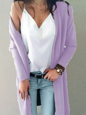 Women's Cardigans Solid Pocket Mid-Length Knit Cardigan - LuckyFash™