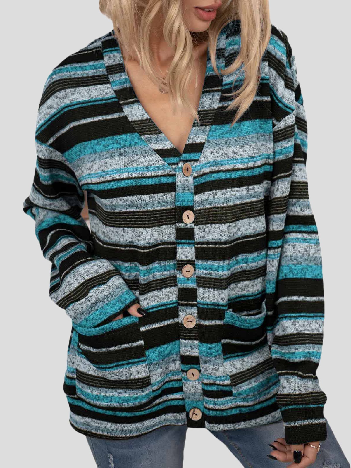 Women's Cardigans V-Neck Button Pocket Long Sleeve Knitted Cardigan - LuckyFash™