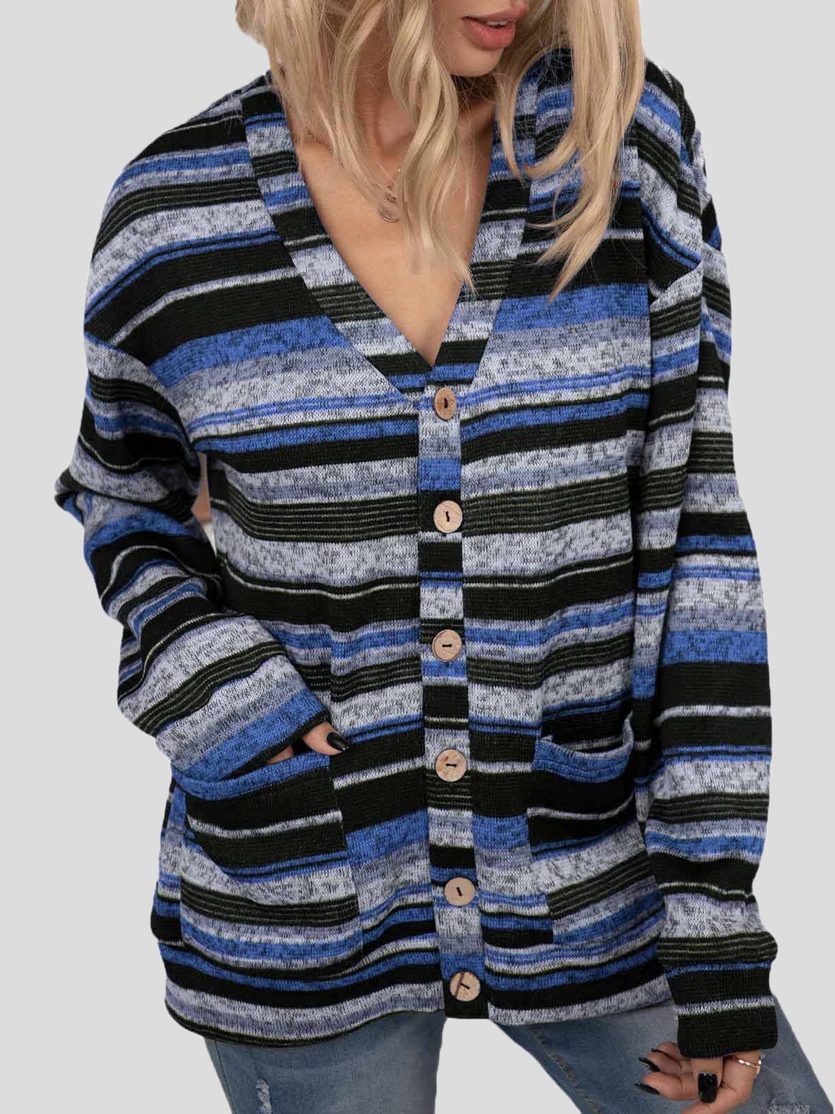 Women's Cardigans V-Neck Button Pocket Long Sleeve Knitted Cardigan - LuckyFash™