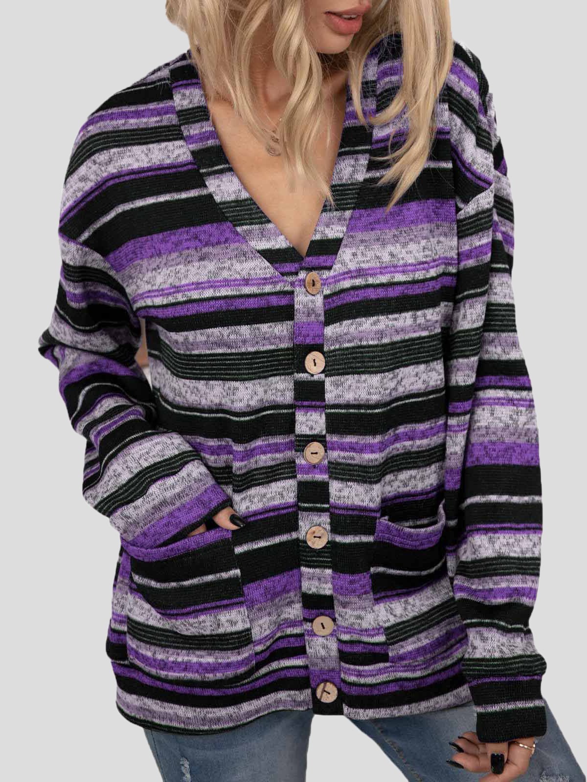 Women's Cardigans V-Neck Button Pocket Long Sleeve Knitted Cardigan - LuckyFash™