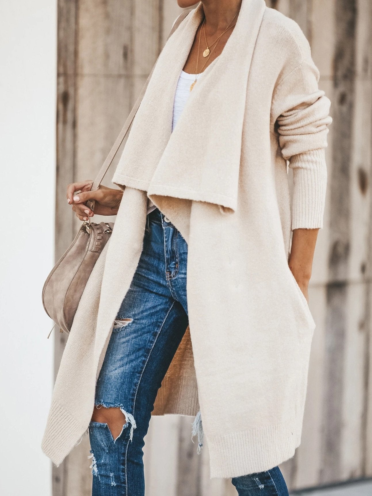 Women's Coats Casual Lapel Long Sleeve Mid-Length Cardigan Coat - LuckyFash™