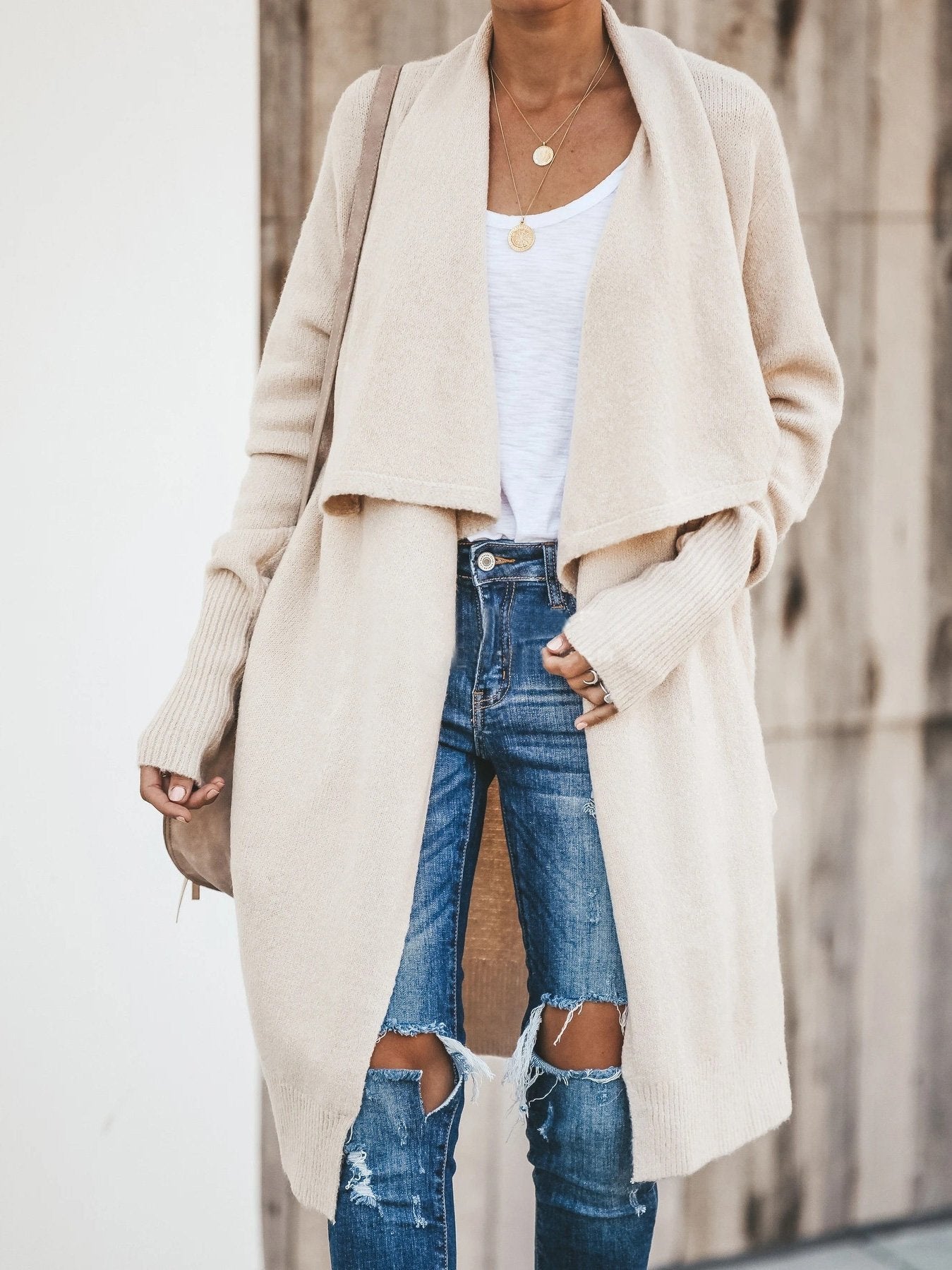 Women's Coats Casual Lapel Long Sleeve Mid-Length Cardigan Coat - LuckyFash™
