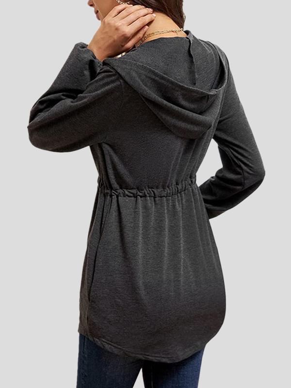 Women's Coats Casual Zip Waist Lantern Sleeve Hooded Cardigan Coat - LuckyFash™