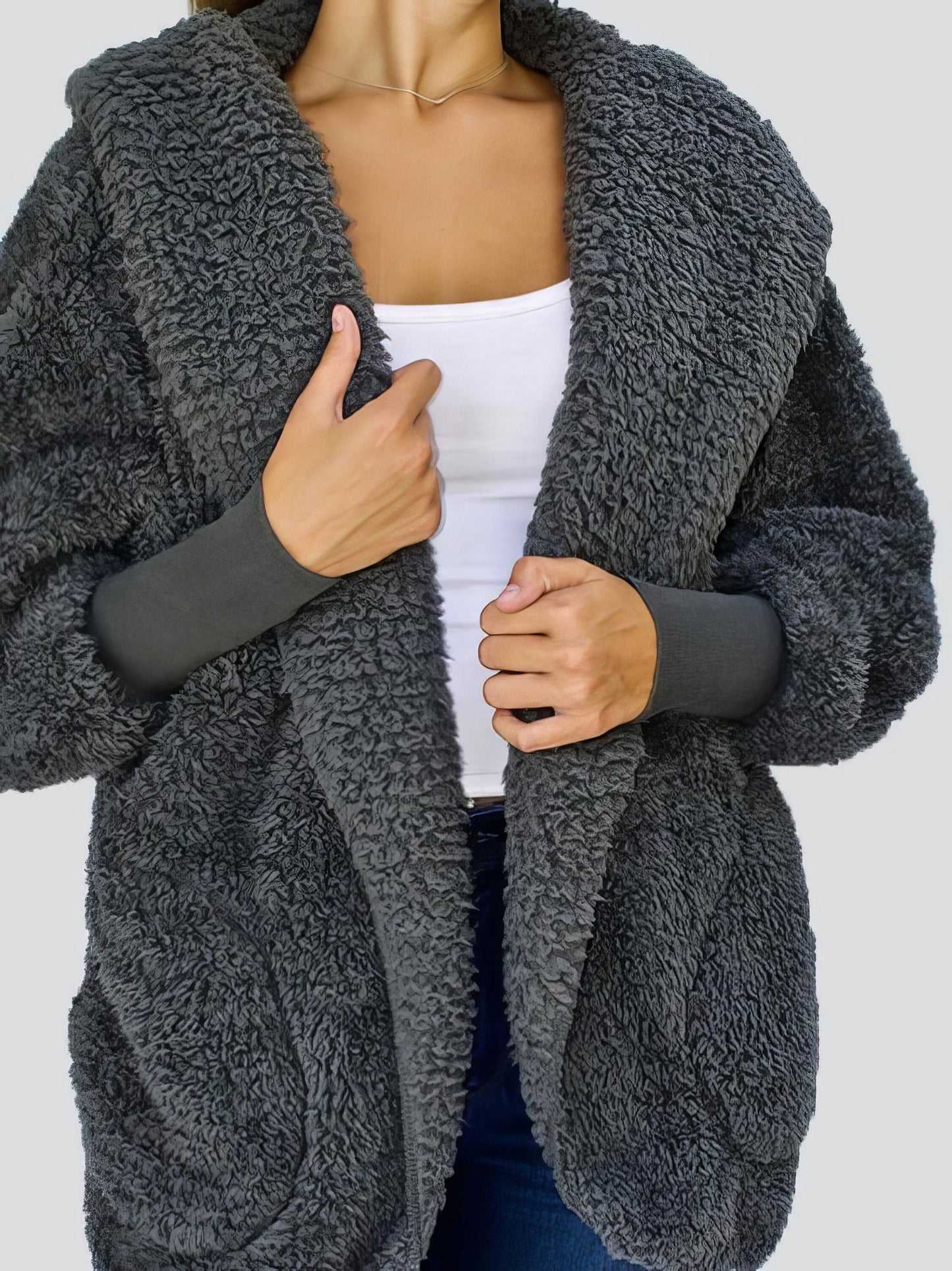 Women's Coats Fashion Furry Hooded Pocket Coat - LuckyFash™
