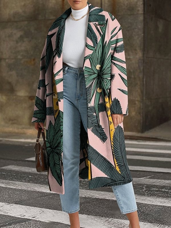 Women's Coats Fashion Printed Lapel Mid-Length Coat - LuckyFash™