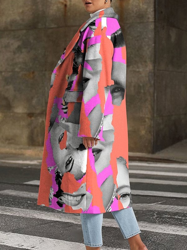 Women's Coats Fashion Printed Lapel Mid-Length Coat - LuckyFash™