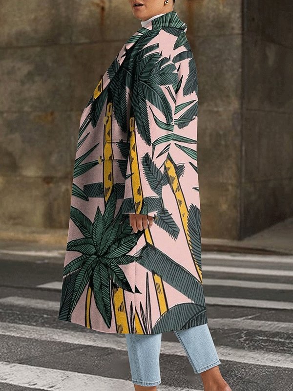 Women's Coats Fashion Printed Lapel Mid-Length Coat - LuckyFash™