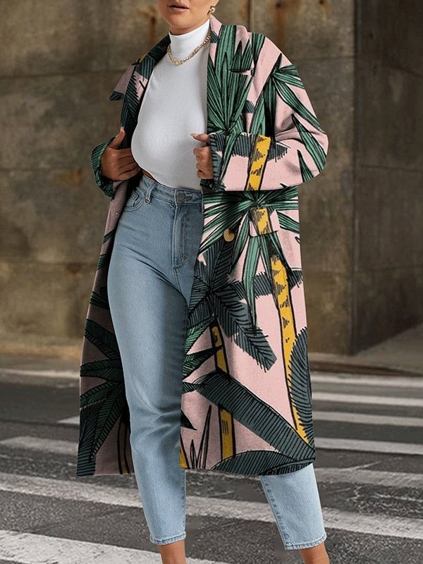 Women's Coats Fashion Printed Lapel Mid-Length Coat - LuckyFash™