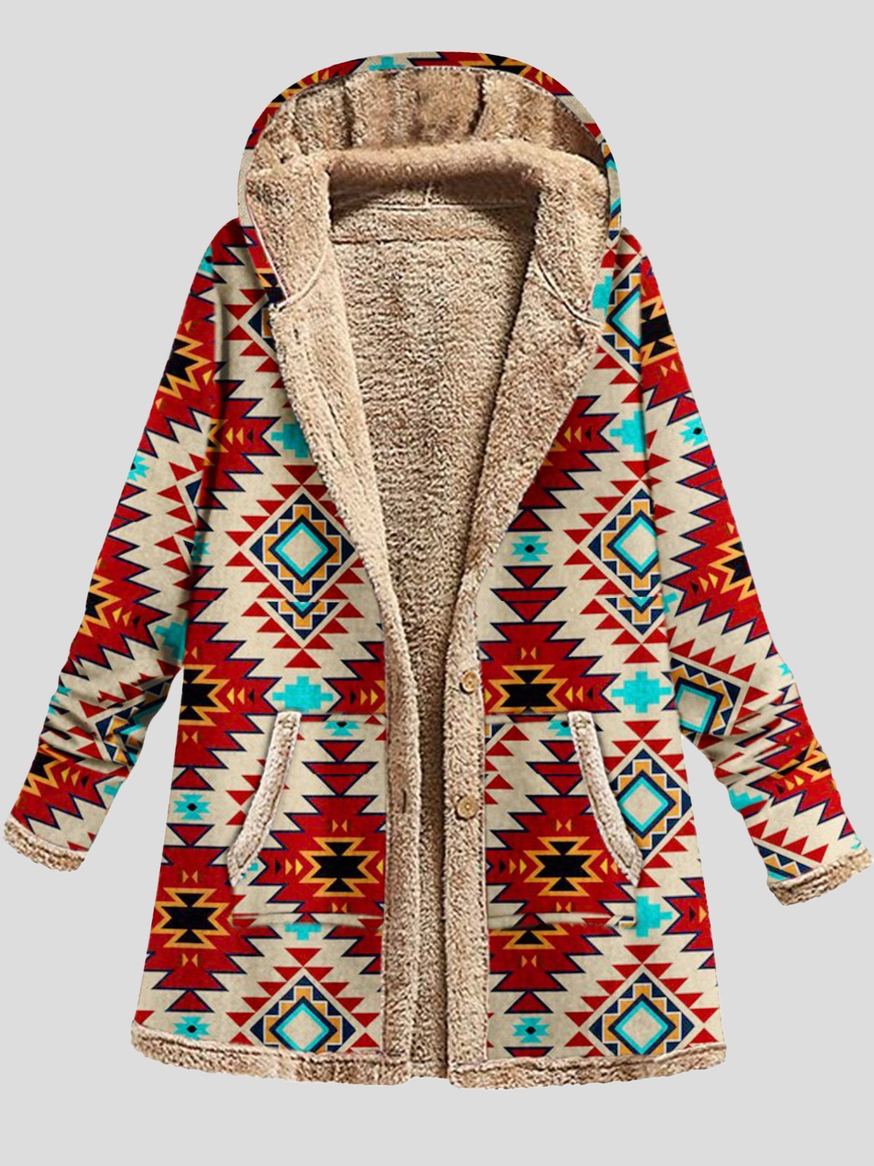 Women's Coats Graphic Printed Long Sleeve Pocket Button Hooded Coat - LuckyFash™