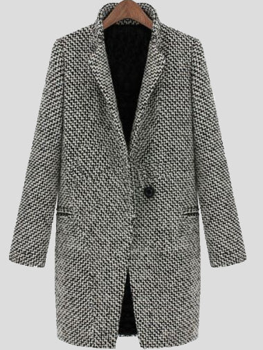 Women's Coats Houndstooth Slim Fit Wool Coat - LuckyFash™