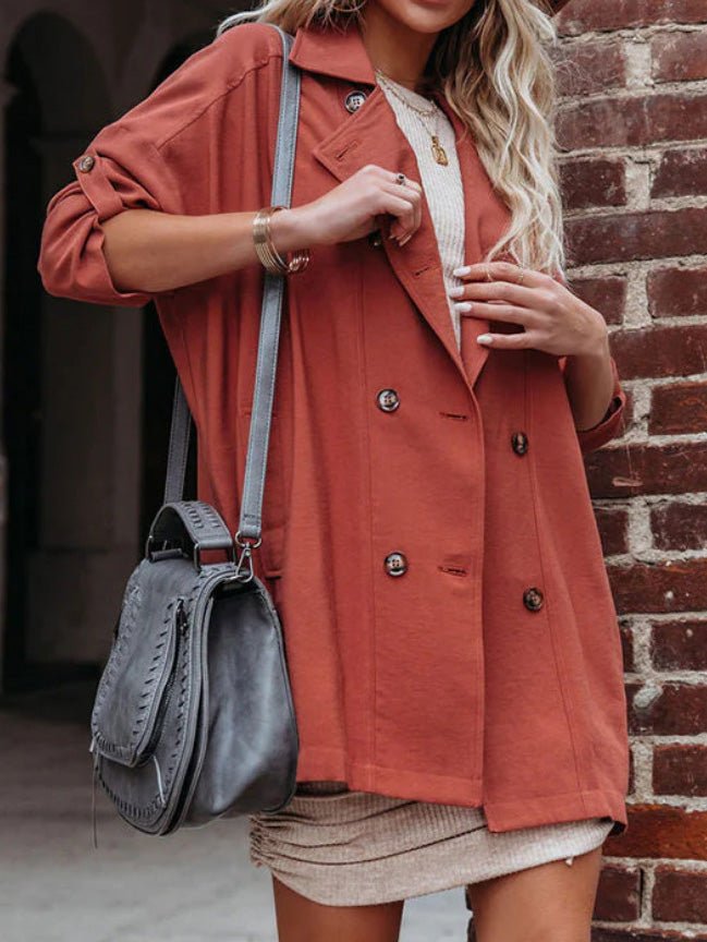 Women's Coats Lapel Double Breasted Pocket Trench Coats - LuckyFash™