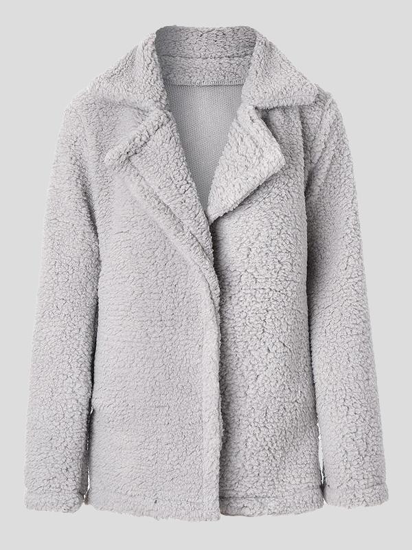 Women's Coats Lapel Long Sleeve Granular Velvet Solid Coat - LuckyFash™