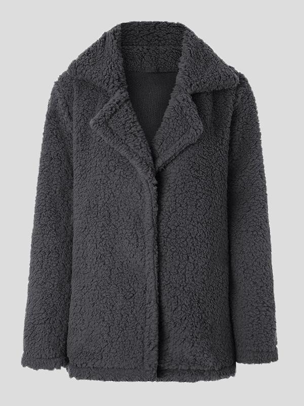 Women's Coats Lapel Long Sleeve Granular Velvet Solid Coat - LuckyFash™