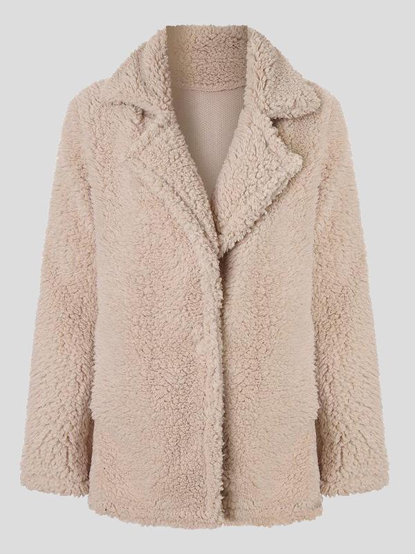Women's Coats Lapel Long Sleeve Granular Velvet Solid Coat - LuckyFash™