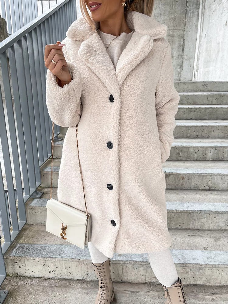 Coats Lapel Long Sleeve Plush Long Coat - LuckyFash™