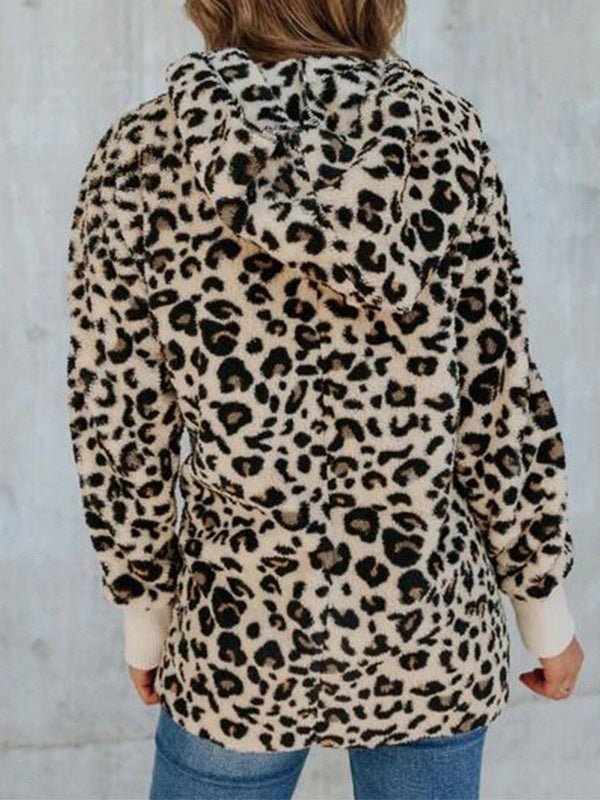 Women's Coats Leopard Print Lapel Hoodie Coats - LuckyFash™