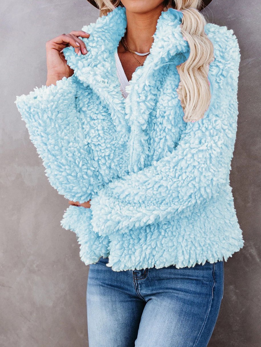 Women's Coats Long Sleeve Lamb Wool Crop Coat - LuckyFash™