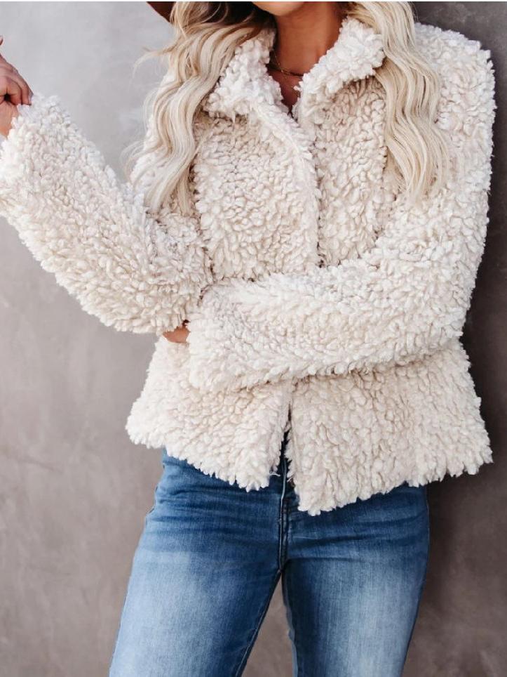 Women's Coats Long Sleeve Lamb Wool Crop Coat - LuckyFash™