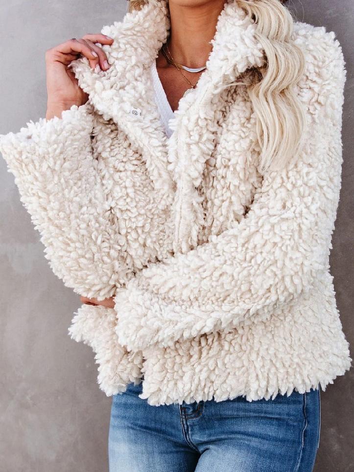 Women's Coats Long Sleeve Lamb Wool Crop Coat - LuckyFash™