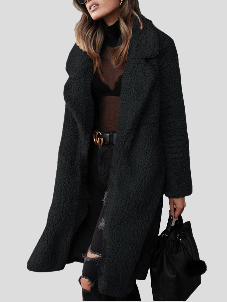 Women's Coats Long Sleeve Lapel Plush Long Coat - LuckyFash™