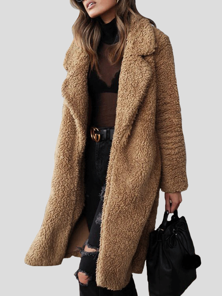 Women's Coats Long Sleeve Lapel Plush Long Coat - LuckyFash™
