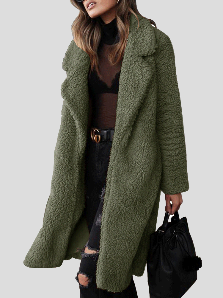 Women's Coats Long Sleeve Lapel Plush Long Coat - LuckyFash™