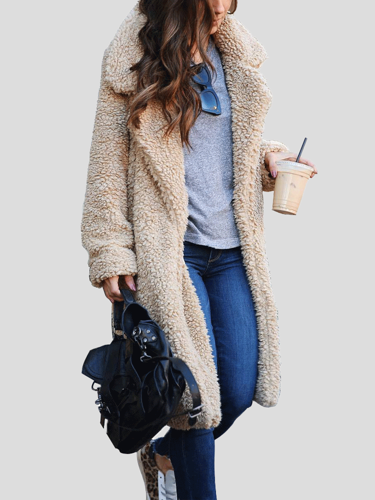 Women's Coats Long Sleeve Lapel Plush Long Coat - LuckyFash™