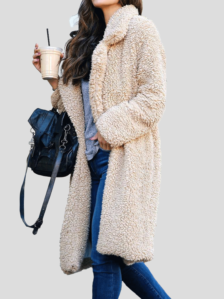 Women's Coats Long Sleeve Lapel Plush Long Coat - LuckyFash™