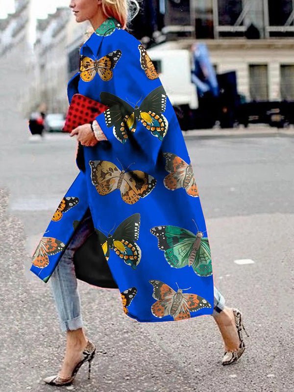 Women's Coats Loose Print Flared Sleeve Coat - LuckyFash™