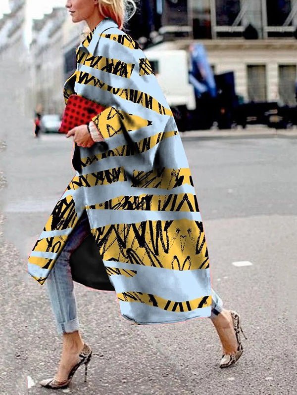 Women's Coats Loose Print Flared Sleeve Coat - LuckyFash™