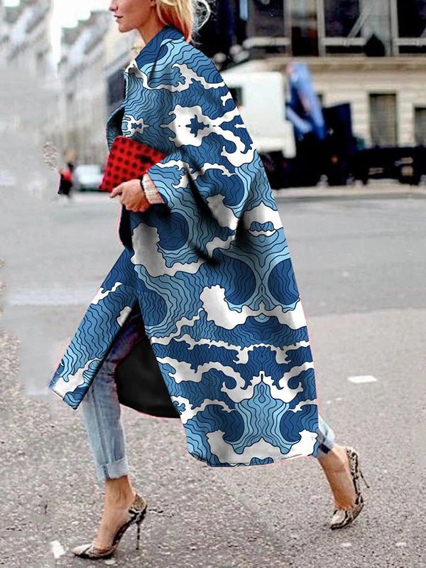 Women's Coats Loose Print Flared Sleeve Coat - LuckyFash™