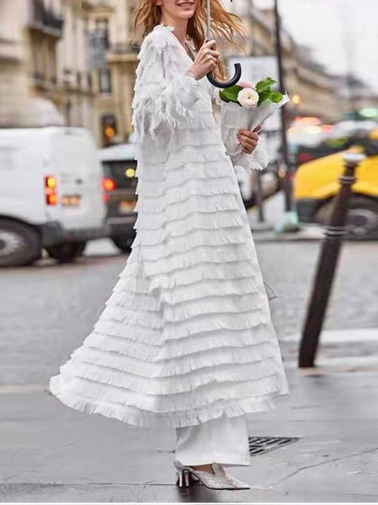 Women's Coats Multilayer Fringed Long Sleeve Cardigan Coat - LuckyFash™