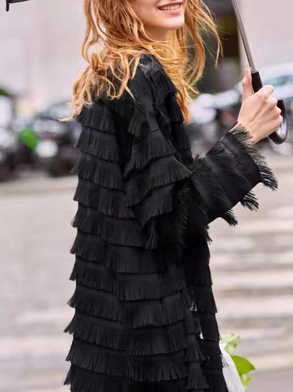 Women's Coats Multilayer Fringed Long Sleeve Cardigan Coat - LuckyFash™