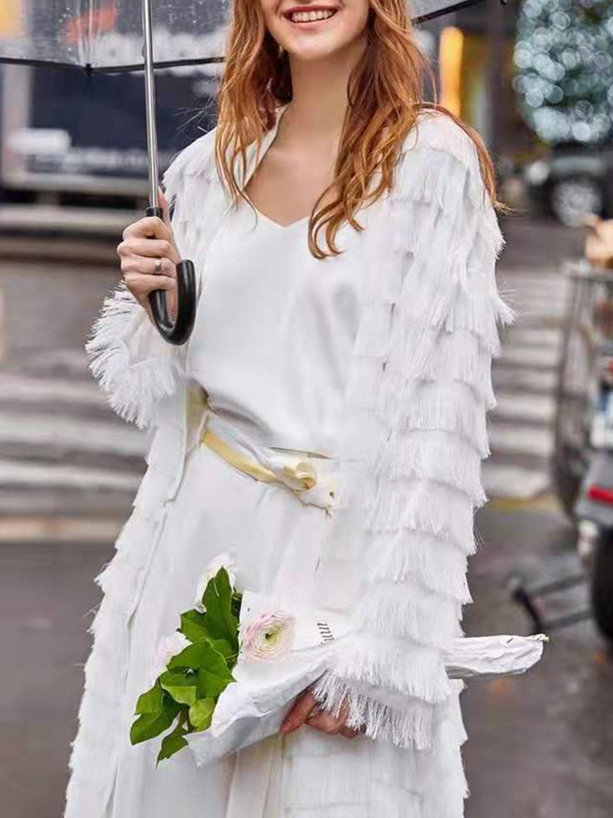 Women's Coats Multilayer Fringed Long Sleeve Cardigan Coat - LuckyFash™