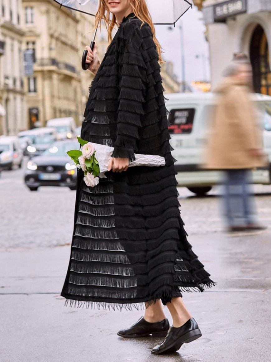 Women's Coats Multilayer Fringed Long Sleeve Cardigan Coat - LuckyFash™