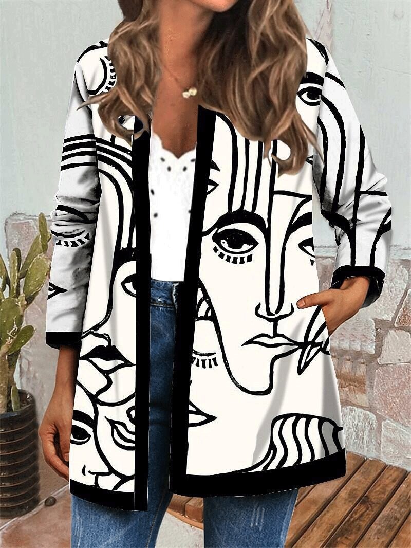 Women's Coats Personalized Print Cardigan Casual Coat - LuckyFash™