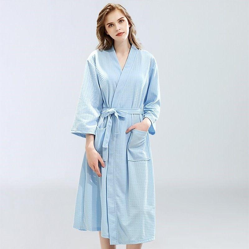 Women's Cotton Blend Terry Knee Length Spa Bath Robe - LuckyFash™