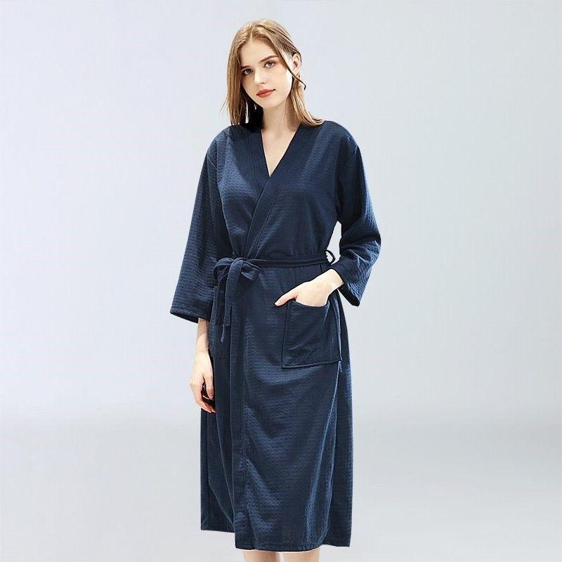 Women's Cotton Blend Terry Knee Length Spa Bath Robe - LuckyFash™