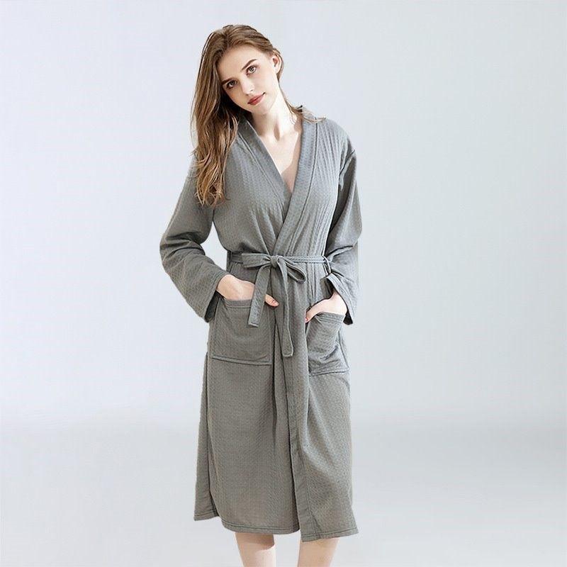 Women's Cotton Blend Terry Knee Length Spa Bath Robe - LuckyFash™