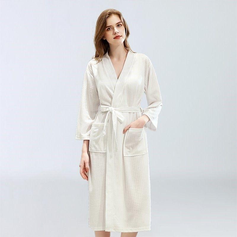 Women's Cotton Blend Terry Knee Length Spa Bath Robe - LuckyFash™